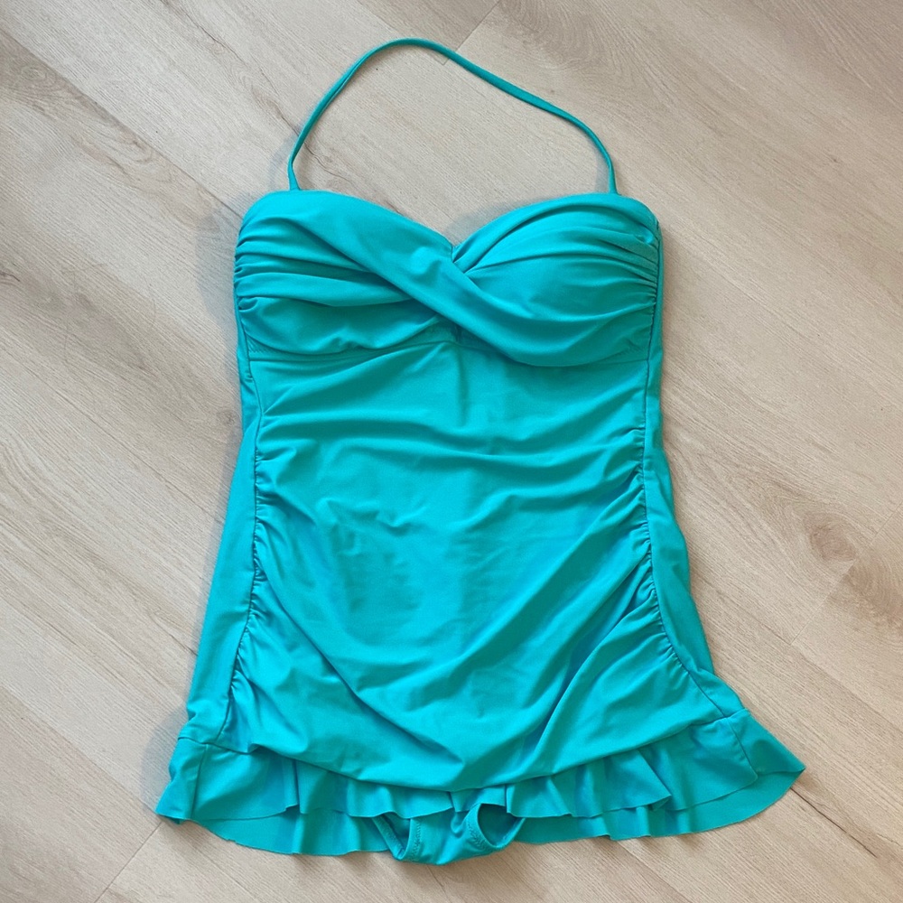 Aqua Ruffle-Hem One-Piece Swimdress